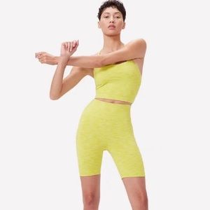 Outdoor Voices FreeForm Crop Top and 7” Shorts in Bright Chartreuse